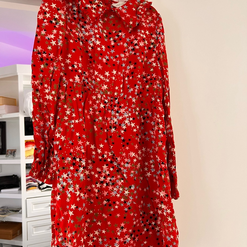 M&S x Ghost Starry Red Dress